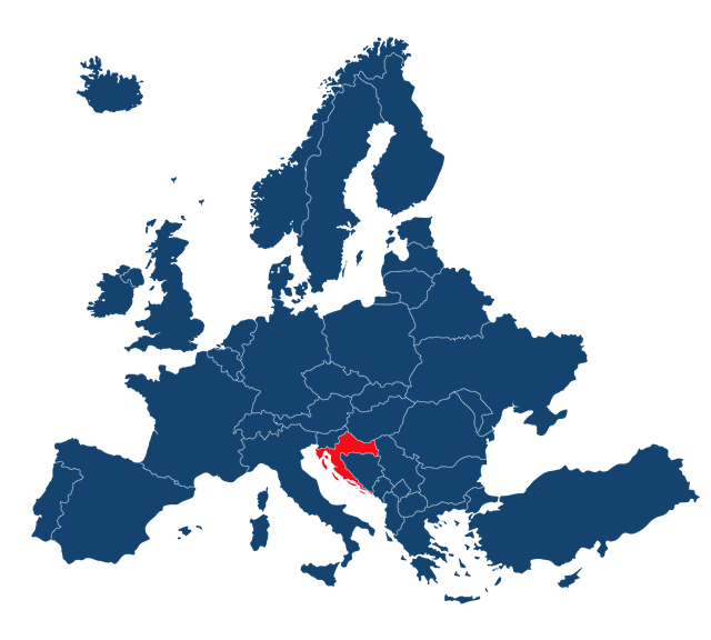 Kroatien auf der Europakarte Übersicht für Arbeiten in Kroatien